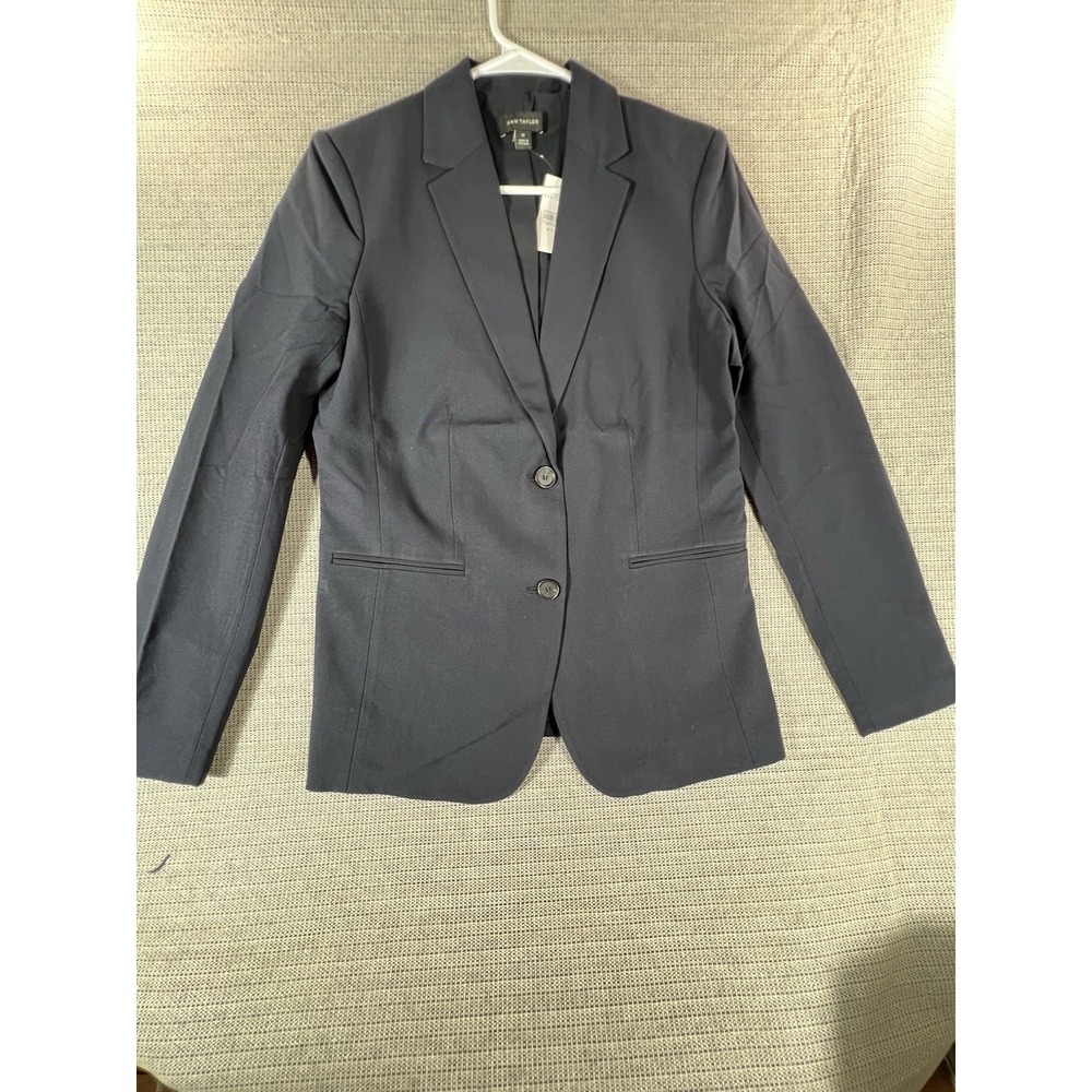 Ann Taylor Women's Suit Jacket Navy Evita Blazer Size 8T